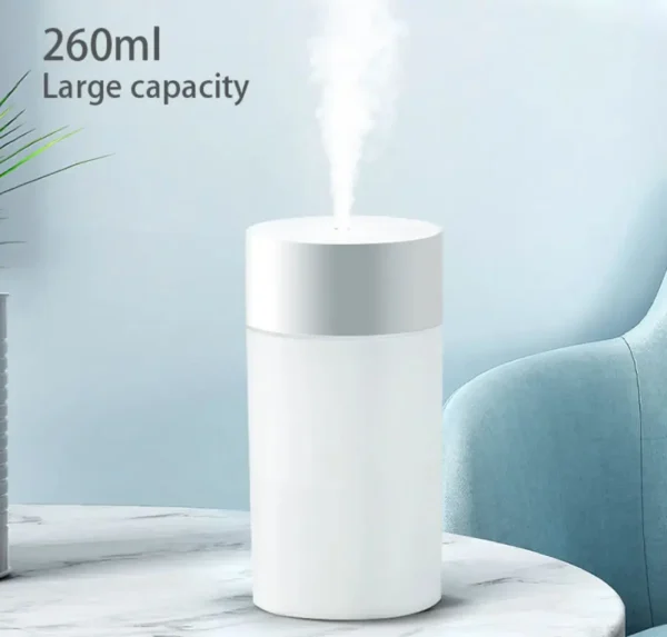 USB Ultrasonic Humidifier with LED Light and Aroma Diffusion - 260ml